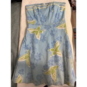 NWT Amanda Smith‎ Strapless Dress Blue With Butterflies Women's Size 12